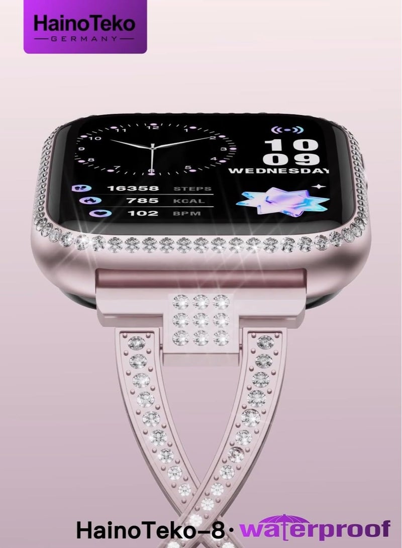 Haino Teko HainoTeko HainoTeko-8 Smartwatch With Waterproof AMOLED Display AI Voice Assistants Smart Integration and 3 Interchangeable Straps Designed For Ladies Pink - Image 4