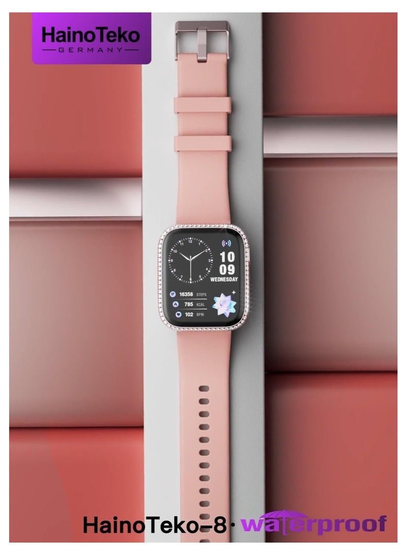Haino Teko HainoTeko HainoTeko-8 Smartwatch With Waterproof AMOLED Display AI Voice Assistants Smart Integration and 3 Interchangeable Straps Designed For Ladies Pink - Image 5