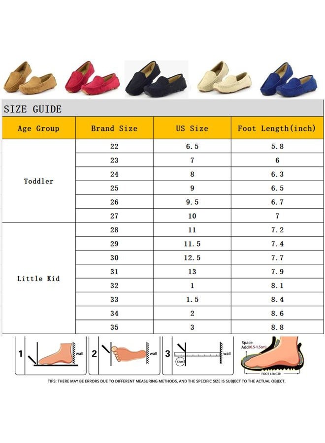 DADAWEN Girl's Boy's Soft Suede Leather Slip-on Oxford Flats Comfort Loafer Boat Dress Shoes, Black, 1 Little Kid - Image 2