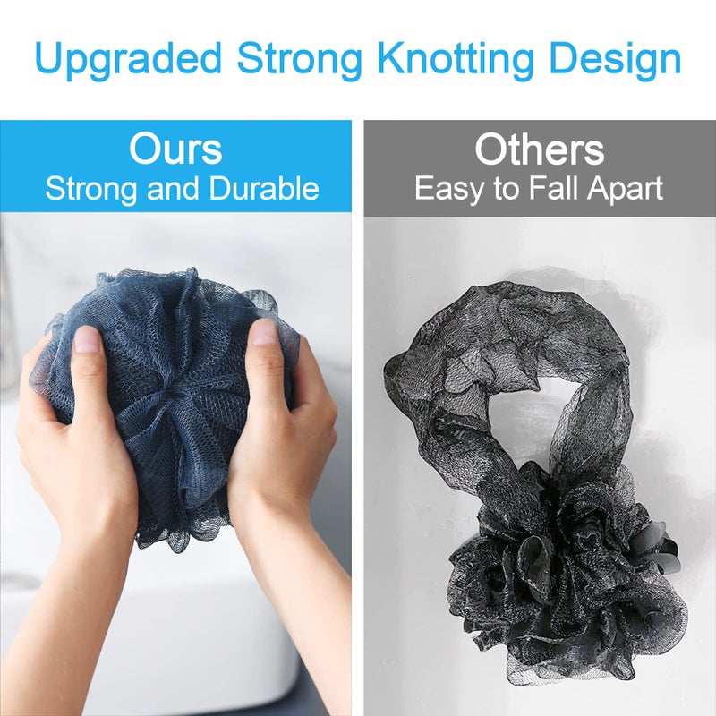 AmazerBath Loofah Sponge 60g/Piece, Exfoliating Bath Sponge Body Scrubber - Loofa Set of 4 Grey Blue-Pink-Grey-White - Image 4