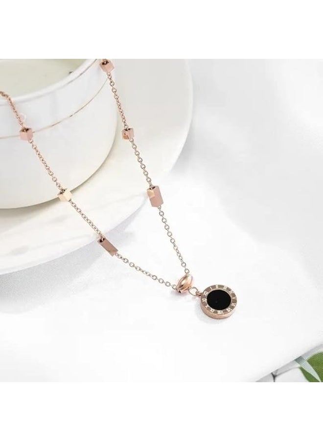 MEENAZ Pendant For Girls Women Ladies girlfriend Wife roman numeral Necklace locket long chain Rose gold Necklace diamond ad cz Pendants chains western Valentine gifts Birthday lovers -339 - Image 4