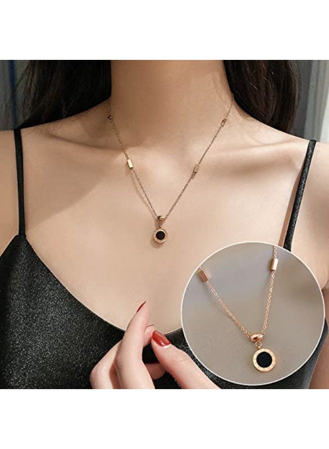 MEENAZ Pendant For Girls Women Ladies girlfriend Wife roman numeral Necklace locket long chain Rose gold Necklace diamond ad cz Pendants chains western Valentine gifts Birthday lovers -339 - Image 2