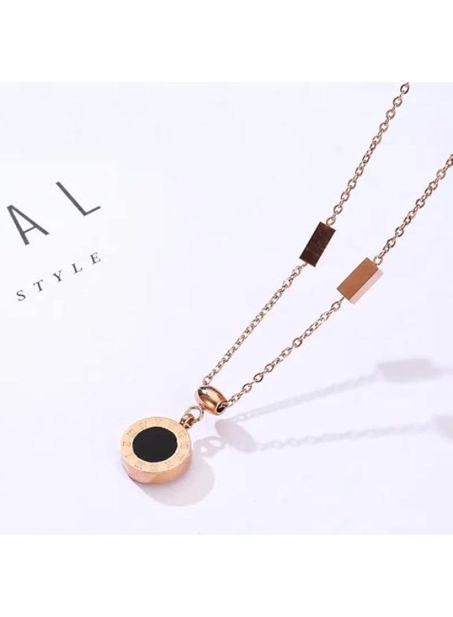 MEENAZ Pendant For Girls Women Ladies girlfriend Wife roman numeral Necklace locket long chain Rose gold Necklace diamond ad cz Pendants chains western Valentine gifts Birthday lovers -339 - Image 3