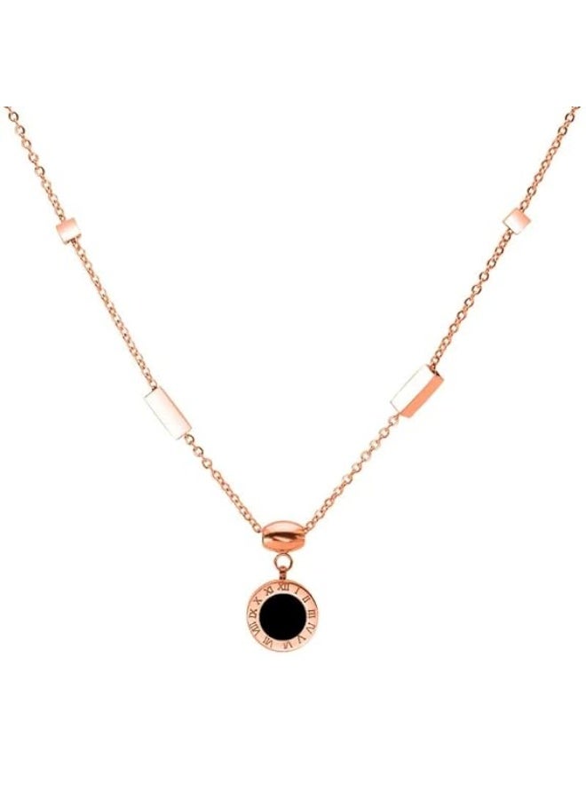 MEENAZ Pendant For Girls Women Ladies girlfriend Wife roman numeral Necklace locket long chain Rose gold Necklace diamond ad cz Pendants chains western Valentine gifts Birthday lovers -339 - Image 1