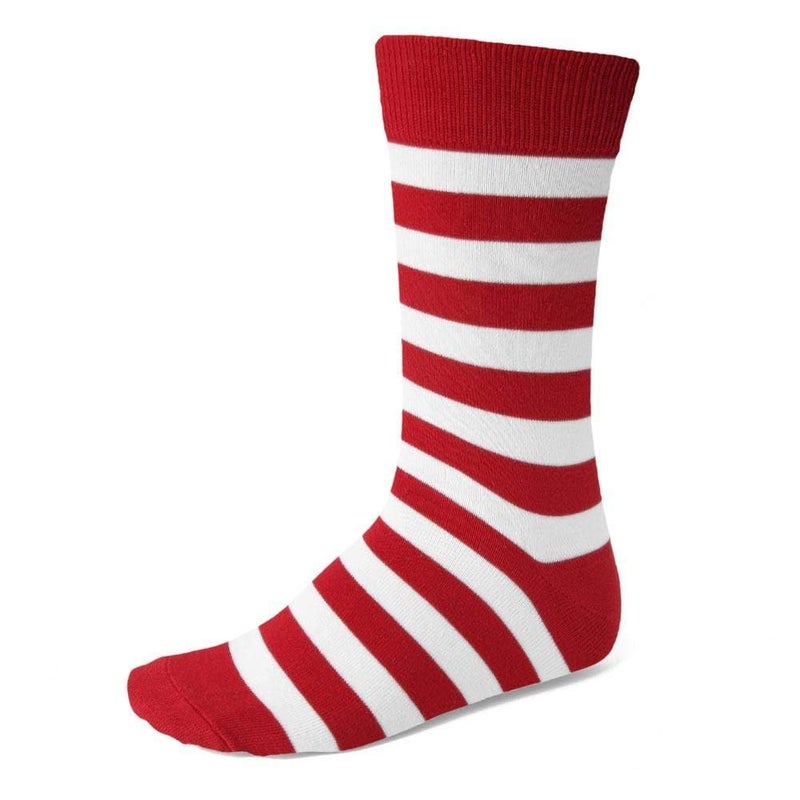 tiemart Men's Socks, One Pair (Red and White Striped)