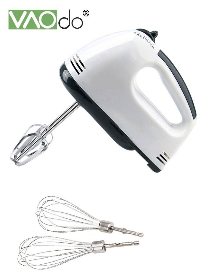 VAOdo 7-Speed Electric Whisk Hand Mixer Traditional Beaters Snap-on Storage Case Quiet Pure Copper Motor with 3 Stirring Sticks White  - Image 1