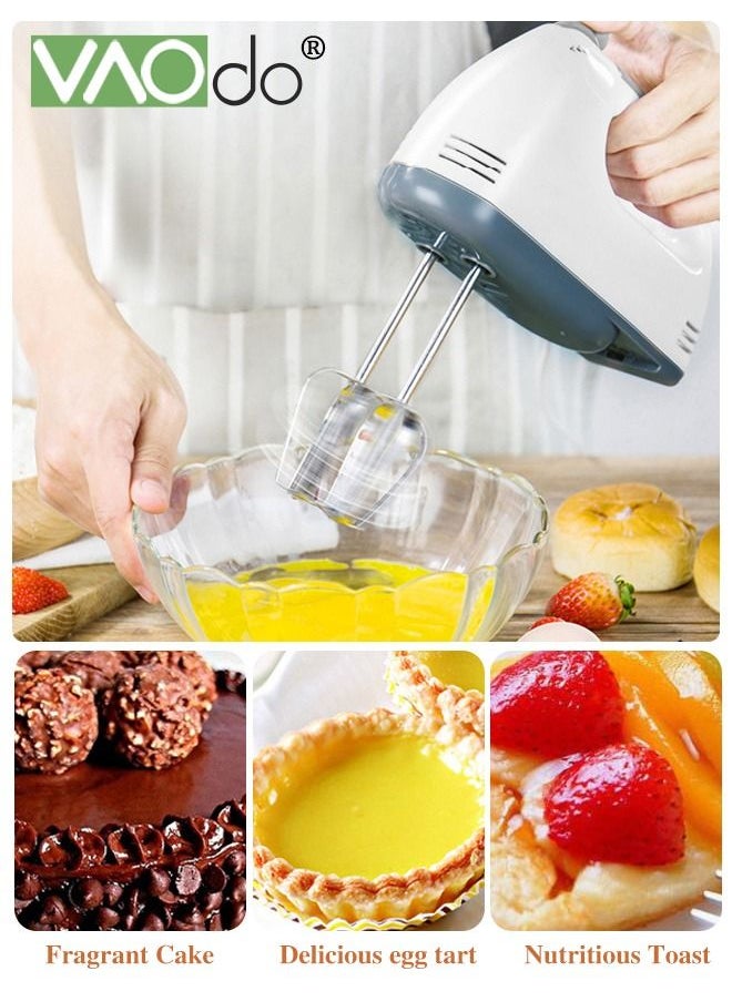 VAOdo 7-Speed Electric Whisk Hand Mixer Traditional Beaters Snap-on Storage Case Quiet Pure Copper Motor with 3 Stirring Sticks White  - Image 5