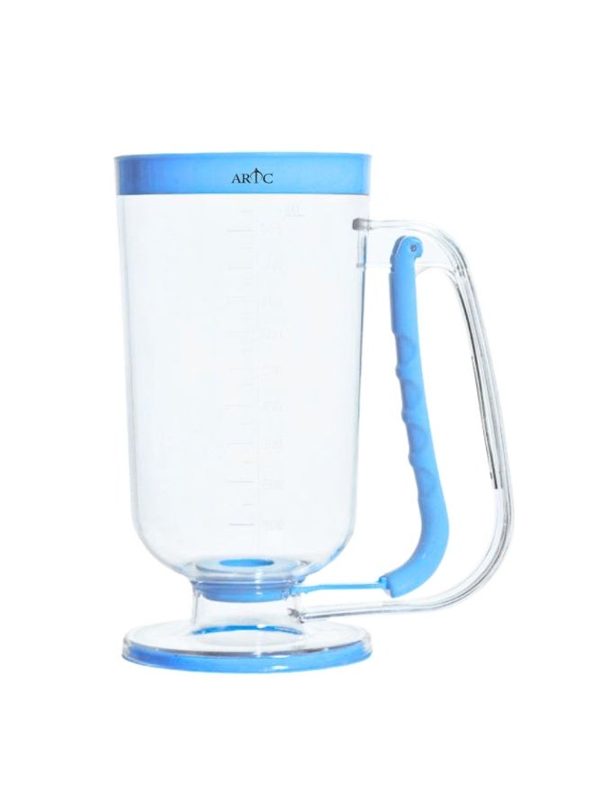ARTC 950ML Pancake Batter Dispenser 2-in-1 – Cake Batter Dispenser Bottle, Waffle & Cupcake Batter Pourer, Transparent Acrylic Measuring Cup with Handle Trigger, No-Drip Portion Control Baking Tool Kitchen Gadget (Blue) - Image 3