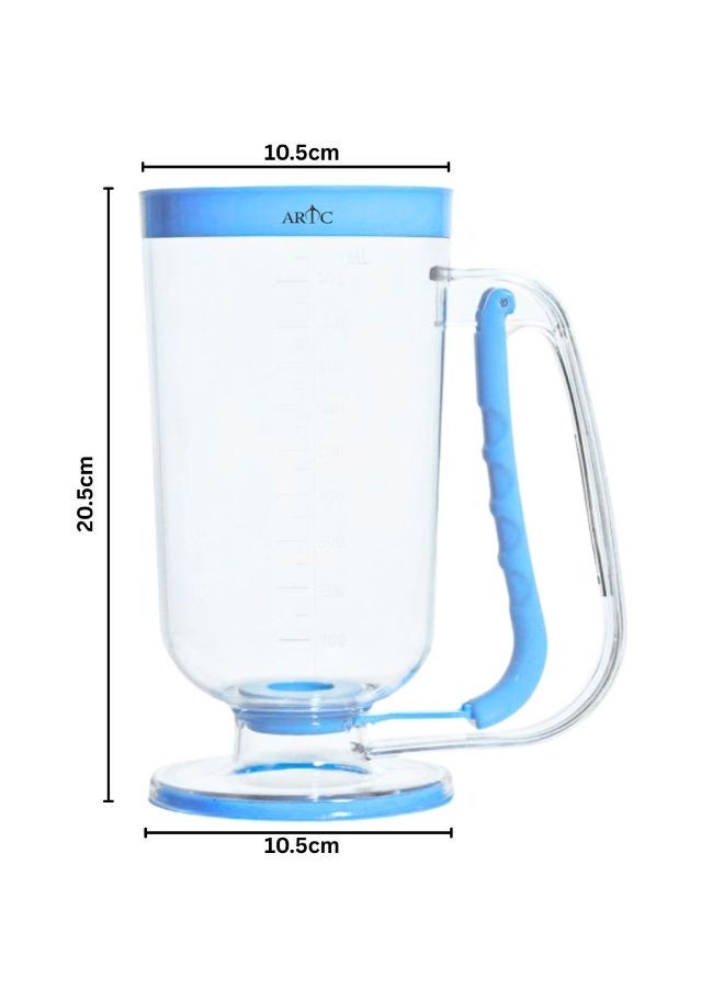 ARTC 950ML Pancake Batter Dispenser 2-in-1 – Cake Batter Dispenser Bottle, Waffle & Cupcake Batter Pourer, Transparent Acrylic Measuring Cup with Handle Trigger, No-Drip Portion Control Baking Tool Kitchen Gadget (Blue) - Image 5
