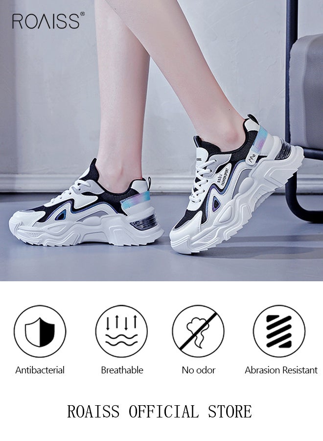 roaiss Women Casual Sneakers Versatile for Daily Use Flat and Comfortable Long Lace Design Lightweight and Breathable Non Slip Large Sole for Women  - Image 3