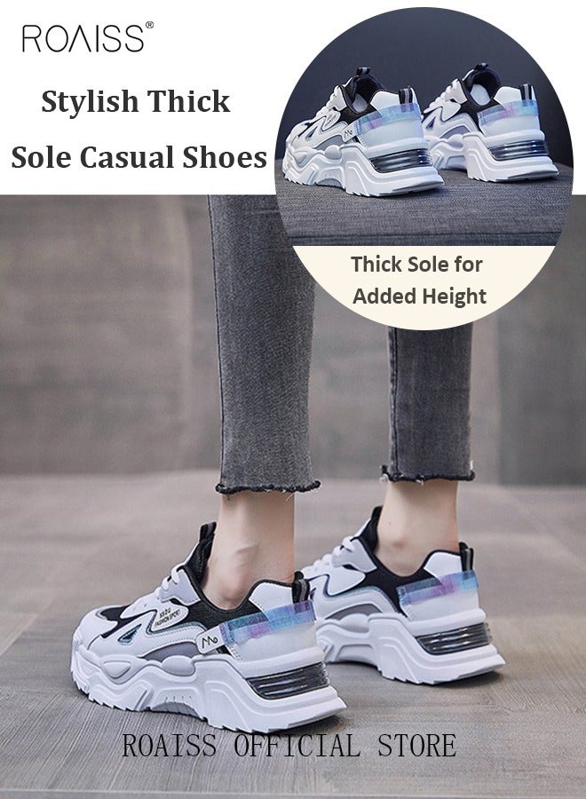 roaiss Women Casual Sneakers Versatile for Daily Use Flat and Comfortable Long Lace Design Lightweight and Breathable Non Slip Large Sole for Women  - Image 4
