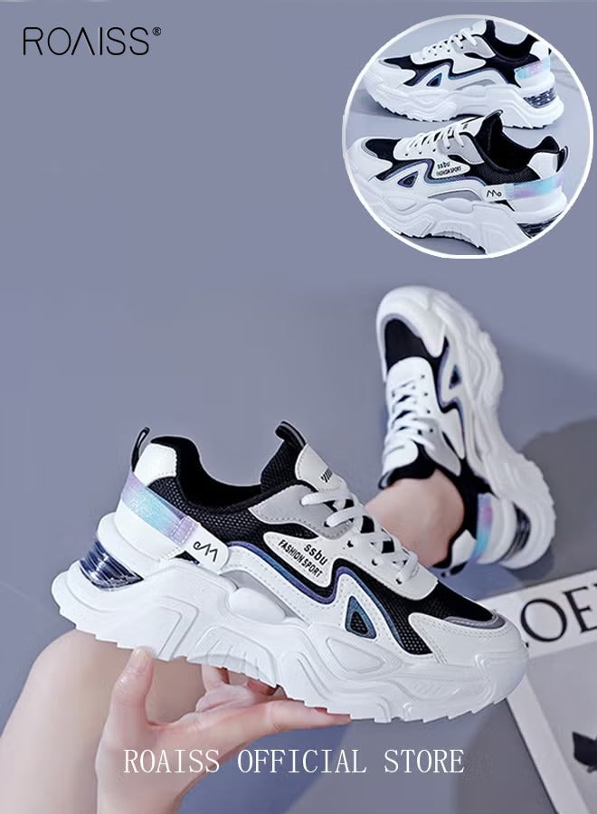 roaiss Women Casual Sneakers Versatile for Daily Use Flat and Comfortable Long Lace Design Lightweight and Breathable Non Slip Large Sole for Women  - Image 2