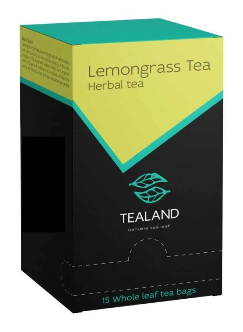Tealand 15 Sachet Box Lemongrass Tea Malty & 100% Natural Ingredients Antioxidants Rich Helps Destress - Soothing & Calming Tisane  - Image 1