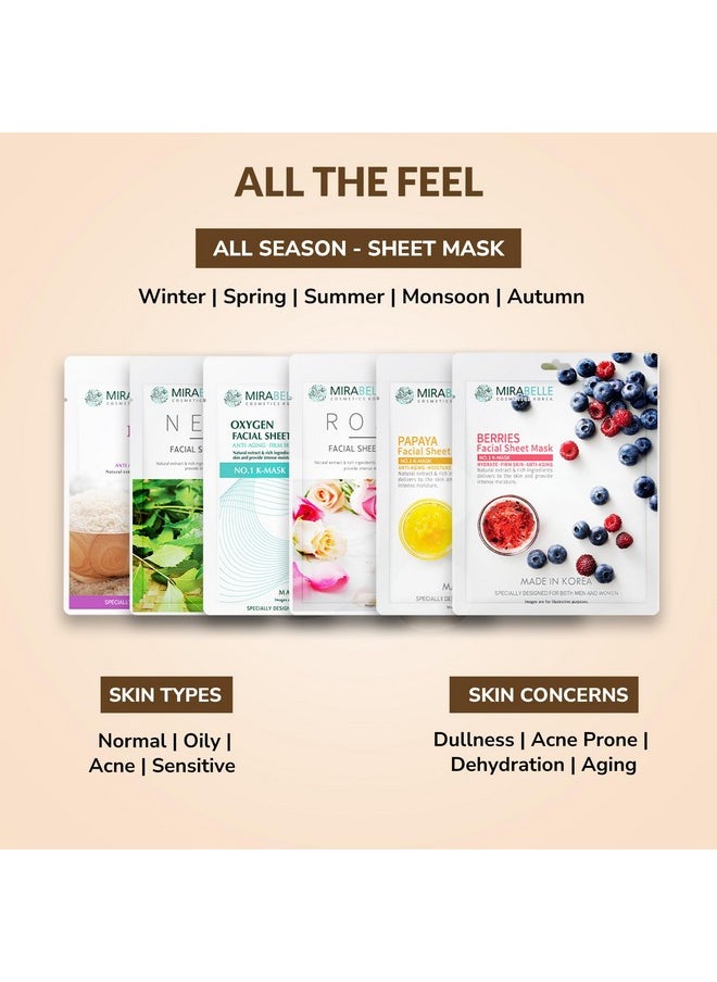 MIRABELLE Cosmetics Normal Skin Facial Sheet Mask (Pack Of 6)  - Image 2