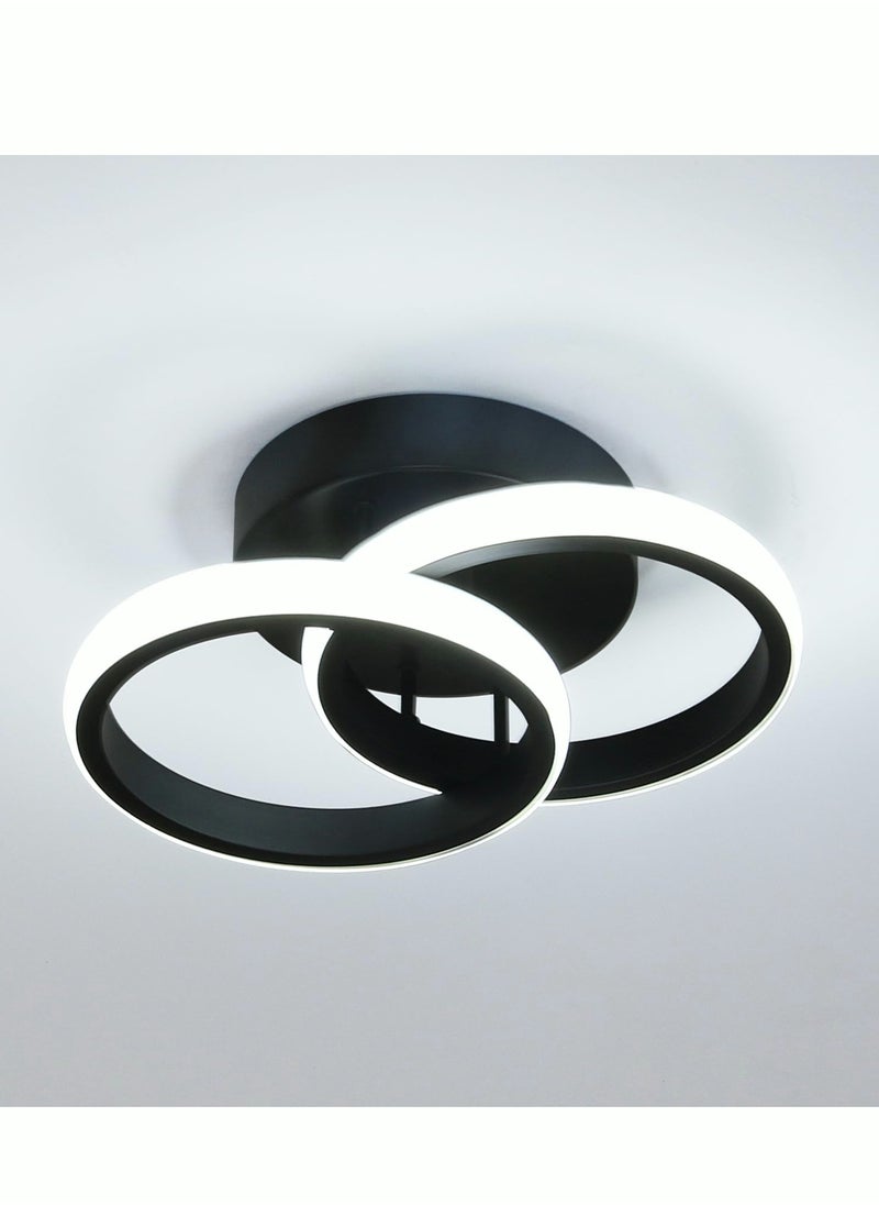 MIXDE Modern LED Ceiling Light Cool White Round LED Ceiling Light Black Small Hallway Light Simple Close to Ceiling Light Fixture for Bedroom Corridor Kitchen Dining Room  - Image 1