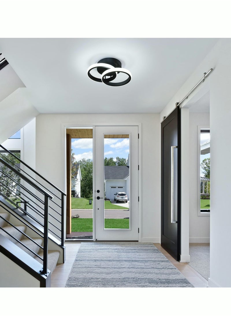 MIXDE Modern LED Ceiling Light Cool White Round LED Ceiling Light Black Small Hallway Light Simple Close to Ceiling Light Fixture for Bedroom Corridor Kitchen Dining Room  - Image 3