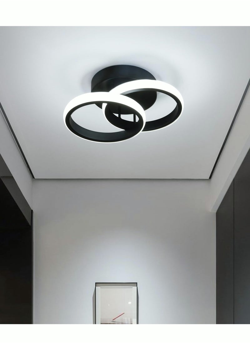 MIXDE Modern LED Ceiling Light Cool White Round LED Ceiling Light Black Small Hallway Light Simple Close to Ceiling Light Fixture for Bedroom Corridor Kitchen Dining Room  - Image 2