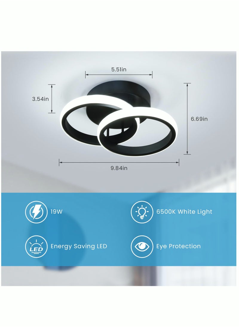MIXDE Modern LED Ceiling Light Cool White Round LED Ceiling Light Black Small Hallway Light Simple Close to Ceiling Light Fixture for Bedroom Corridor Kitchen Dining Room  - Image 5