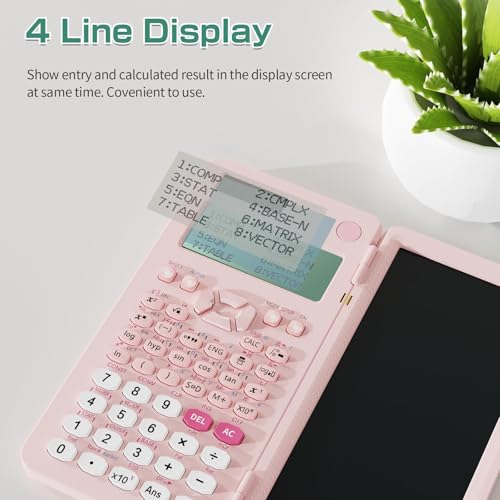 NEWYES Rechargeable Scientific Calculators for Students, Pink 991ES MAX Foldable Science Calculator with Notepad 417 Function Solar Energy Science Calculators for Middle and High School Supplies (Pink) - Image 4