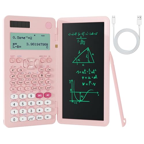 NEWYES Rechargeable Scientific Calculators for Students, Pink 991ES MAX Foldable Science Calculator with Notepad 417 Function Solar Energy Science Calculators for Middle and High School Supplies (Pink) - Image 1