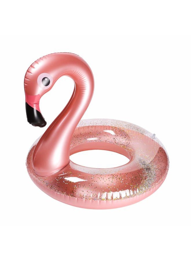GROBRO7 2Pack Summer Inflatable Flamingo Pool Float Drink Holder Set Elegant Vinyl Swimming Floaty Pool Toy with Glitters Outdoor Water Lounge Inflatable Raft with Floating Coasters for Adult Kid - Image 4