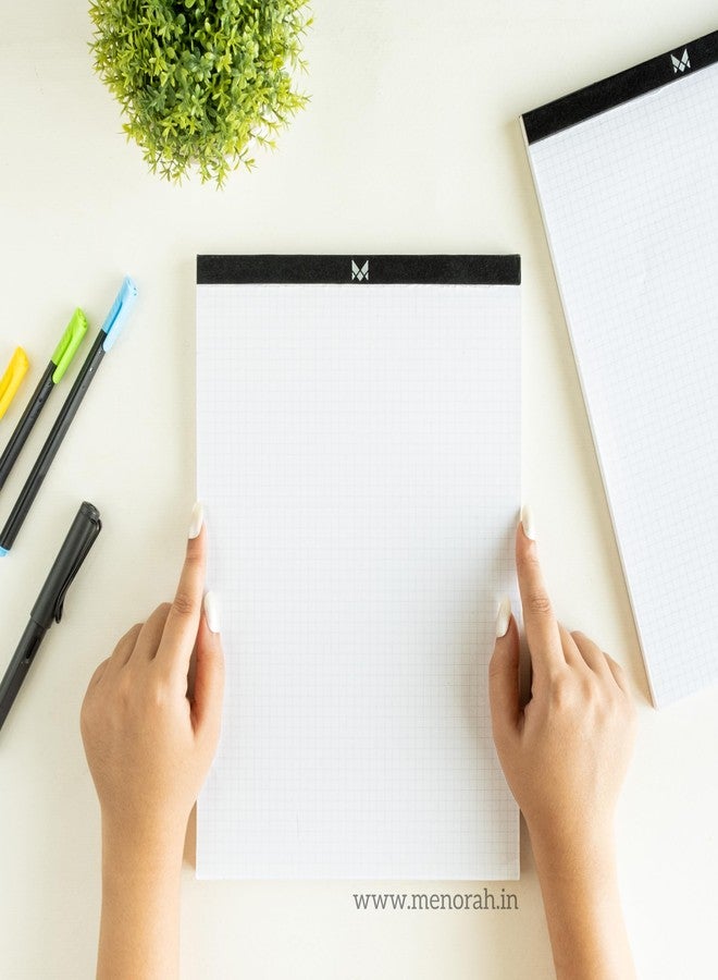 MENORAH - A4 Office Note Pad, Memo Book, Writing Pad | Pack of 2 |Tear Off 50 Sheets/100 pages - Squared pages| 100Gsm|Scribbling Pad |Legal Writing Pad, Office Note Pad, Notepad For Writing. - Image 3