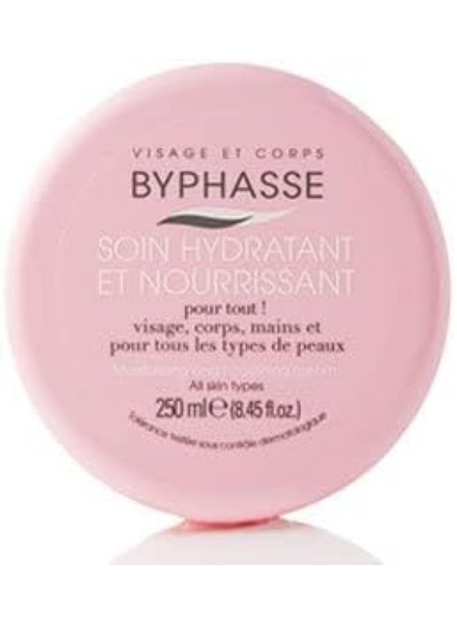 Byphasse Moisturizing and Nourishing Cream for Face and Body, Suitable for All Skin Types. This smooth, fast-absorbing moisturizer has a refreshing scent. - Image 1