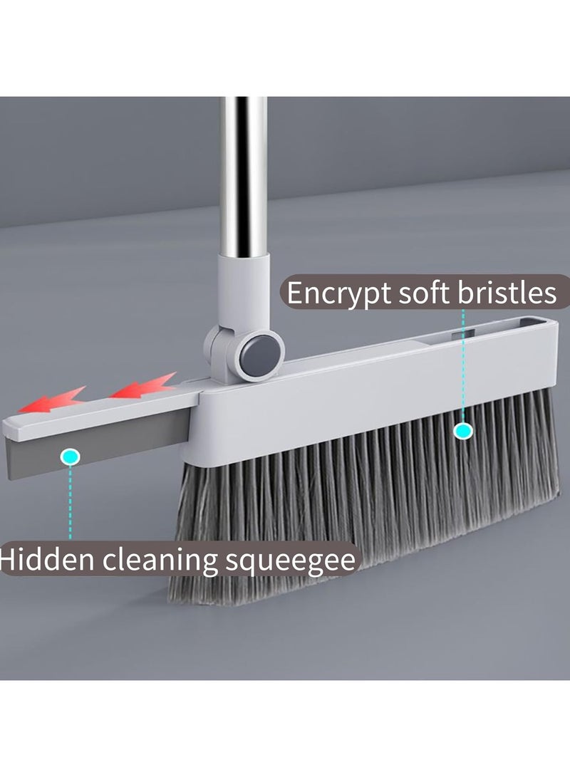 مكنسة مع مجموعة كومبو من التراب، 4 في 1 مكنسة للكنس في الداخل والخارج، مكنسة ووعاء التراب للمنزل، مكنسة دفع ثقيلة لتنظيف المنزل مطبخ الحمام، مقلاة التراب مع مقبض طويل، مكنسة مائلة مع وعاء تراب لأعلى ومكشطة - Image 4