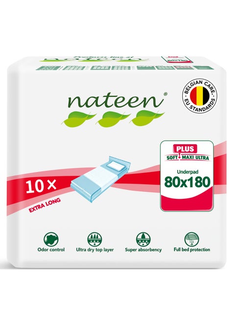Disposable Incontinence Underpads, 80 X 180 Cm, 10 Pcs