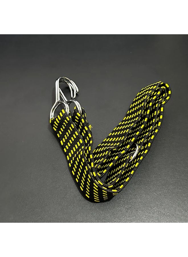 Yellow Anti Slip Elastic Bungee Cord Flat Rope With Metal Clasp For Motorcycle Bicycle Luggage - Image 1