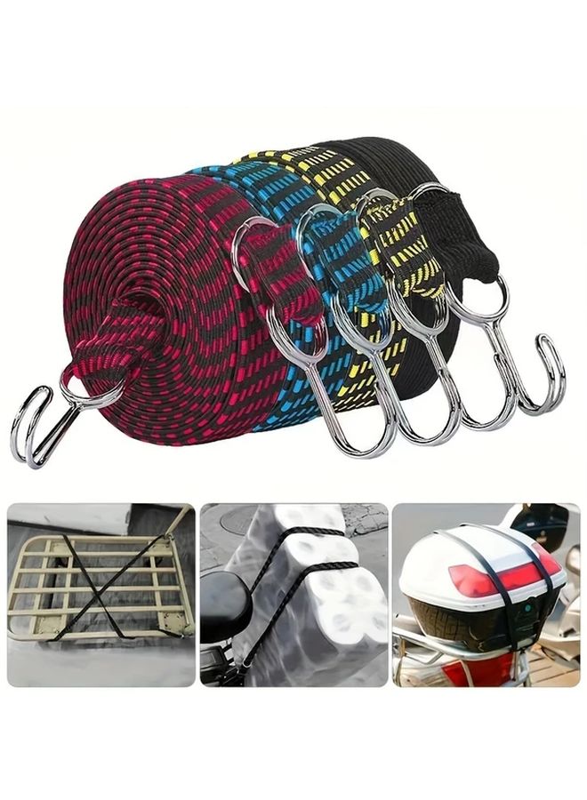 Yellow Anti Slip Elastic Bungee Cord Flat Rope With Metal Clasp For Motorcycle Bicycle Luggage - Image 2