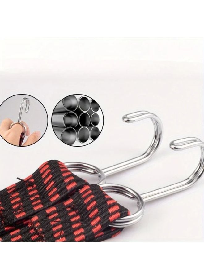 Yellow Anti Slip Elastic Bungee Cord Flat Rope With Metal Clasp For Motorcycle Bicycle Luggage - Image 3