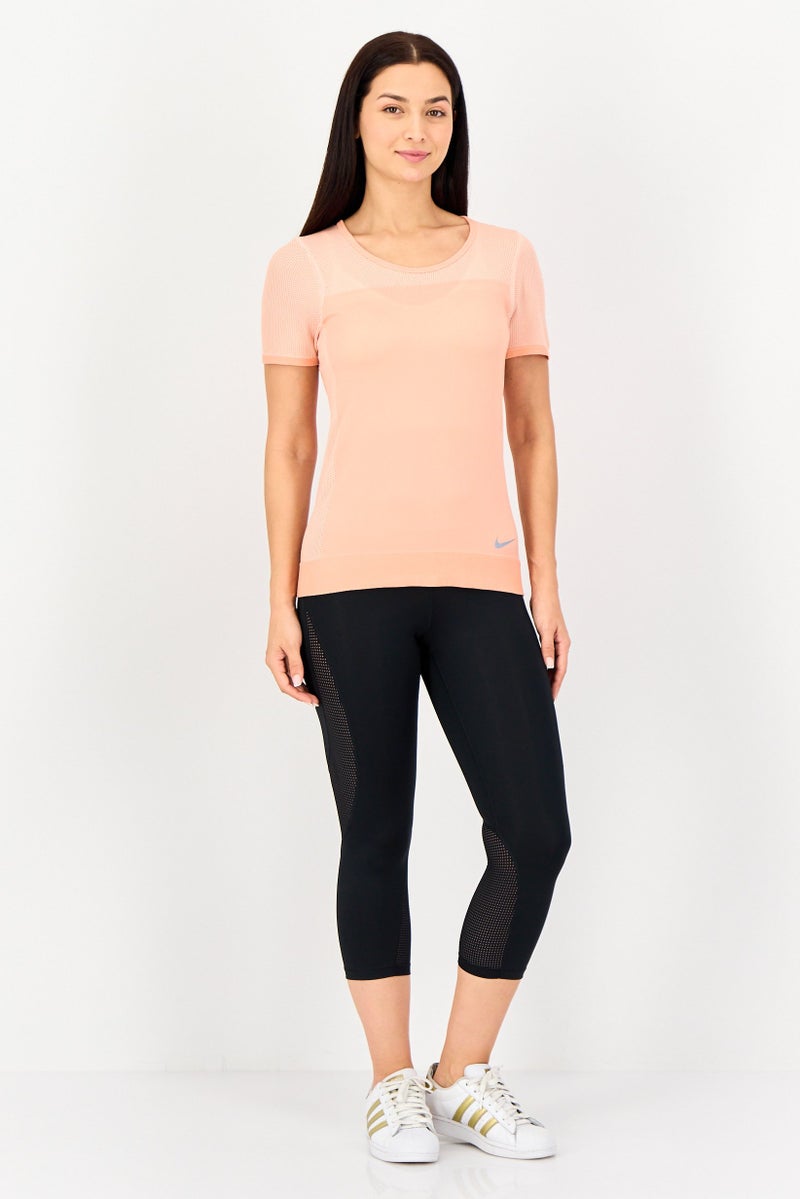Nike Women Slim Fit Short Sleeve Training T-Shirt, Peach - Image 4