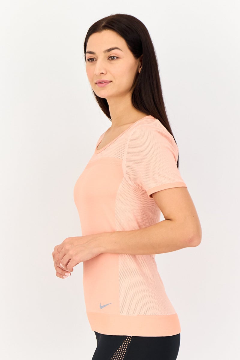 Nike Women Slim Fit Short Sleeve Training T-Shirt, Peach - Image 2