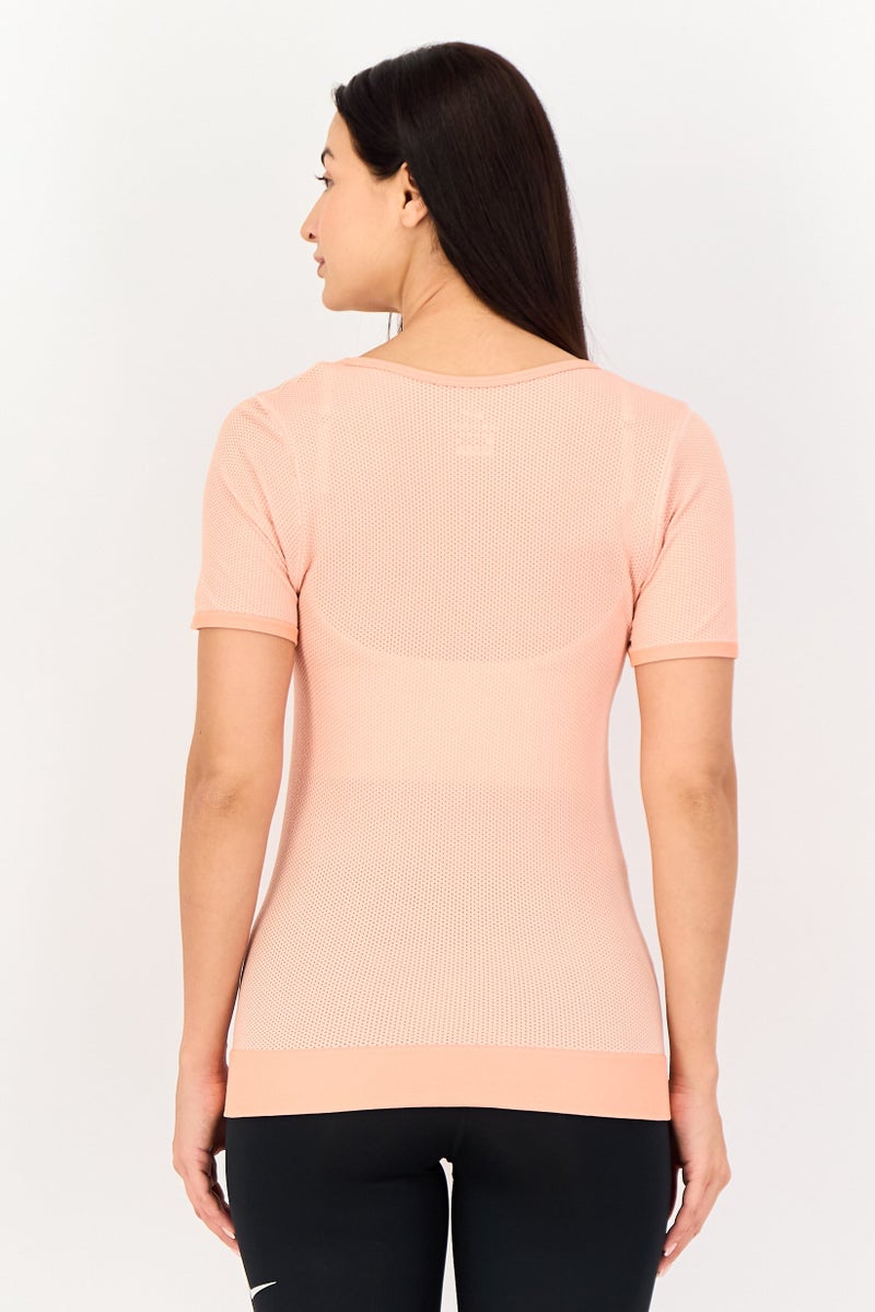 Nike Women Slim Fit Short Sleeve Training T-Shirt, Peach - Image 3