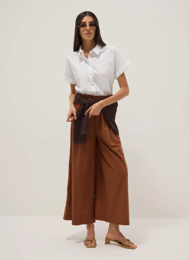 او في اس OVS Brown Regular-Fit Pure Cotton Trousers