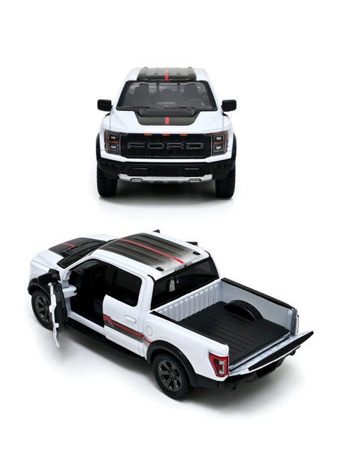 2022 Ford F-150 Raptor Pickup Truck Die Cast Metal Doors Openable Pull Back Action Toy