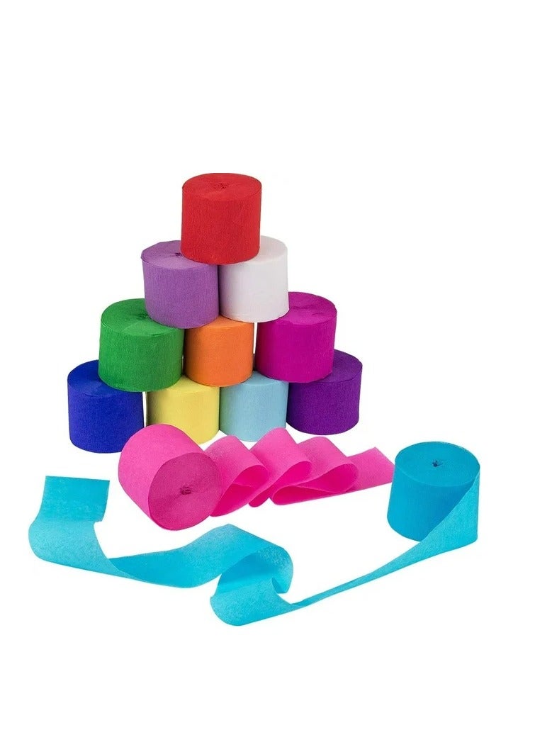 Flamingo Crepe Paper Streamer Rolls Hanging Party Decoration Total 10 Rolls Theme Party Streamer for Wedding Bridal Baby Shower Birthday DIY Art Project Supplies (Rainbow colour) - Image 1