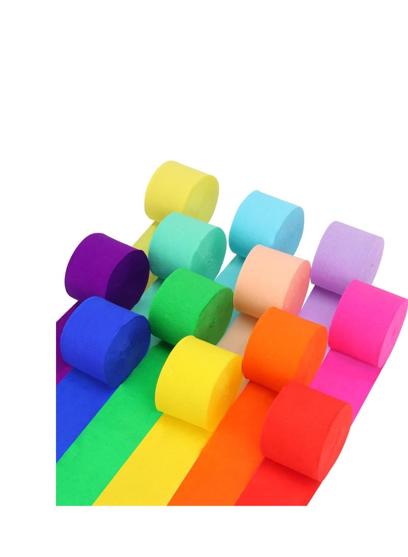 Flamingo Crepe Paper Streamer Rolls Hanging Party Decoration Total 10 Rolls Theme Party Streamer for Wedding Bridal Baby Shower Birthday DIY Art Project Supplies (Rainbow colour) - Image 2