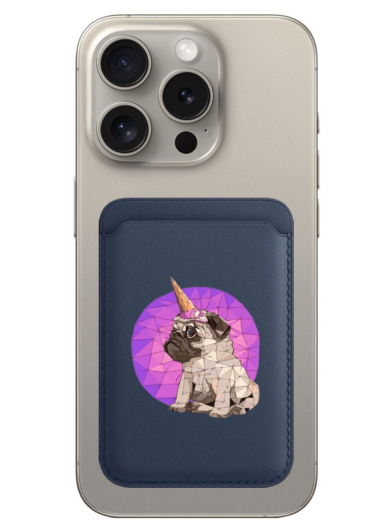 Theodor Magnetic Wallet, Compatible with MagSafe Wallet, for iPhone Wallet, for iPhone 16/15/14/13/12 Series, Not for iPhone 13/12 mini, 3 Card Holder, Vegan Leather, Navy - Puggy - Image 1