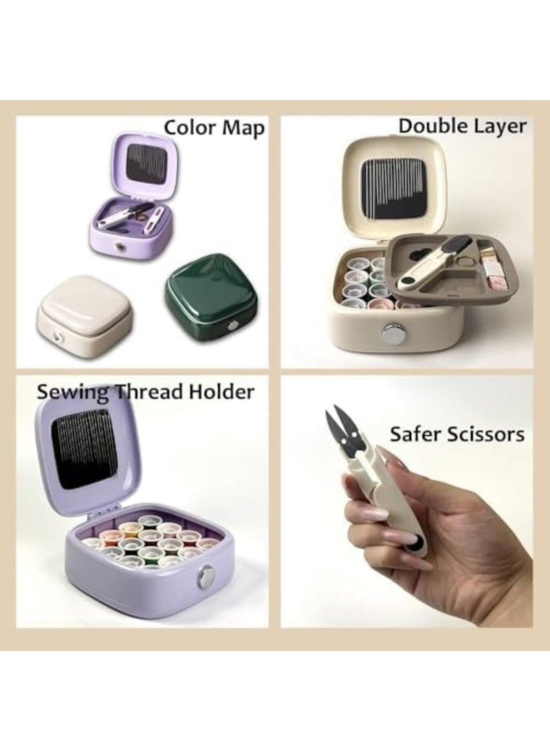 SYOSI Portable Magnetic Sewing Kit, Compact Needle and Thread Set with Essential Sewing Supplies with Scissors, Thimble, and Thread For Travel, Home, Office, Adults, and Beginners - Image 3