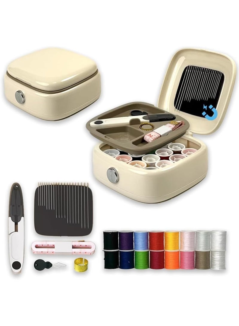 SYOSI Portable Magnetic Sewing Kit, Compact Needle and Thread Set with Essential Sewing Supplies with Scissors, Thimble, and Thread For Travel, Home, Office, Adults, and Beginners - Image 1