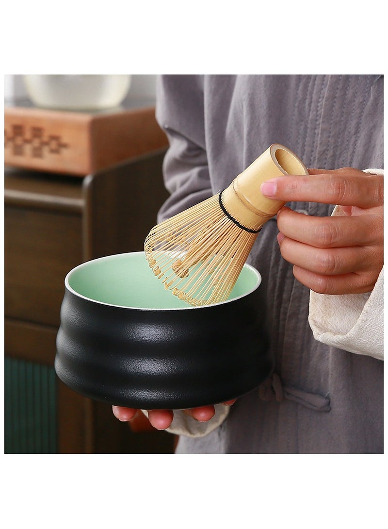 Matcha Whisk Set, 4 pack Matcha Set with Ceramic Bowl, Prong Bamboo Whisk, Whisk Holder and Traditional Scoop, Matcha Stirrer Set for a Traditional Cup of Matcha (Black)  - Image 3