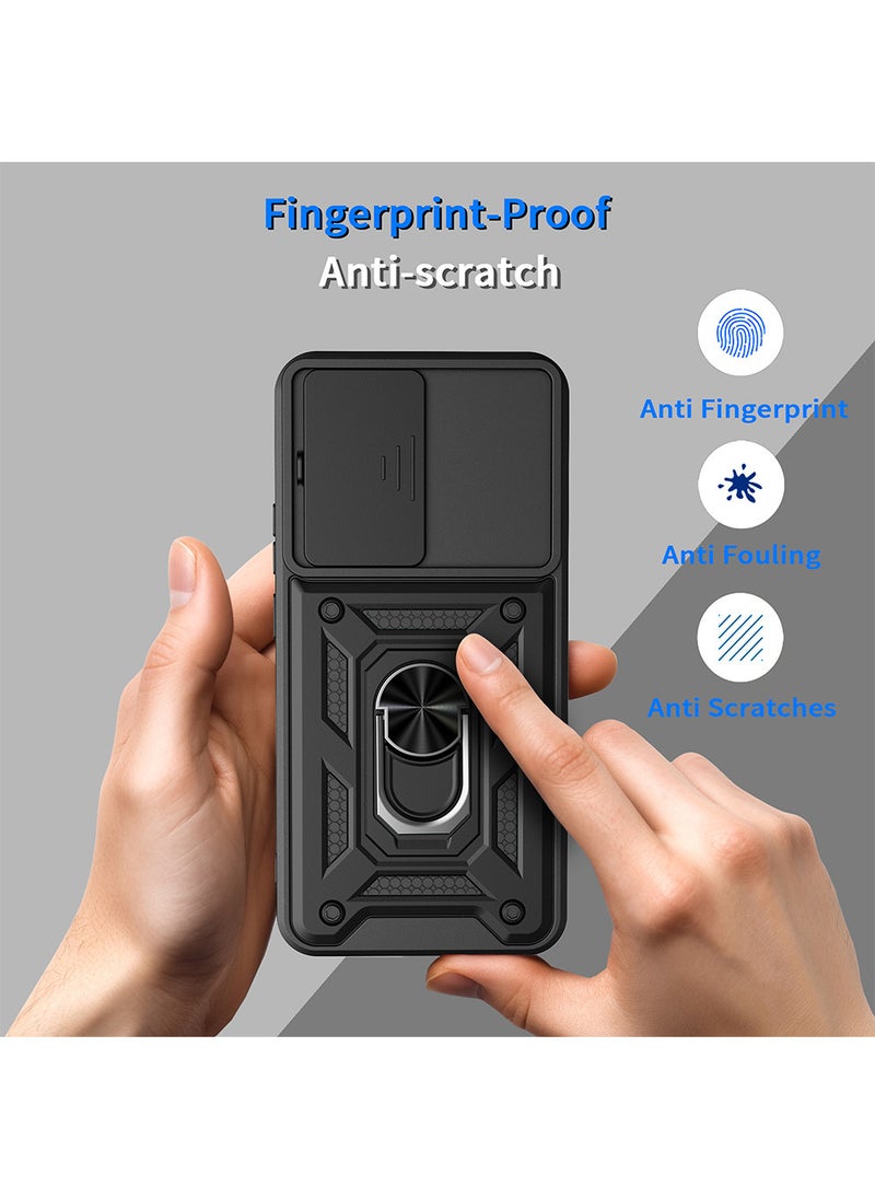 Phone Case for Realme C85 Pro with Camera Cover and Ring Holder, Hard Back + Soft Edge Shockproof Protective Cover - Image 4