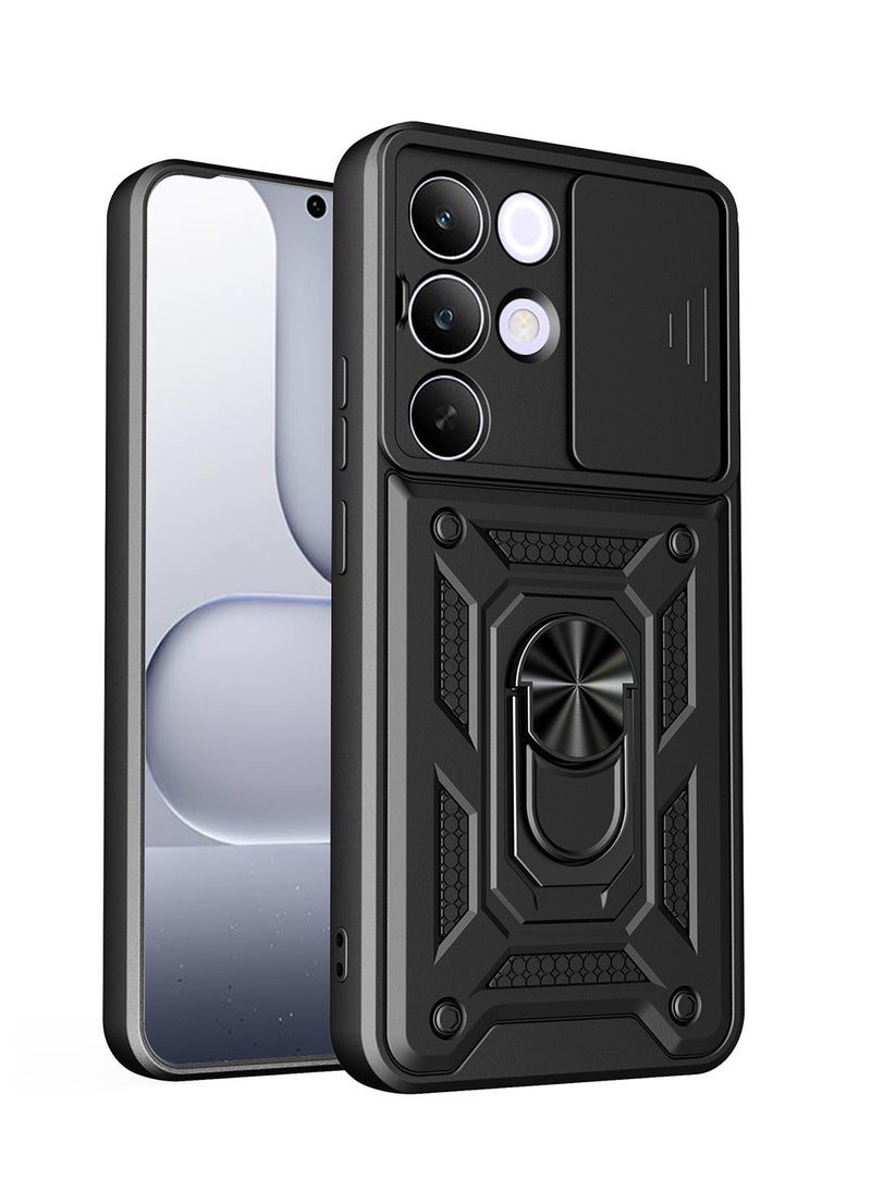 Phone Case for Realme C85 Pro with Camera Cover and Ring Holder, Hard Back + Soft Edge Shockproof Protective Cover - Image 1