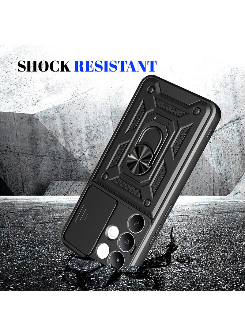 Phone Case for Realme C85 Pro with Camera Cover and Ring Holder, Hard Back + Soft Edge Shockproof Protective Cover - Image 5