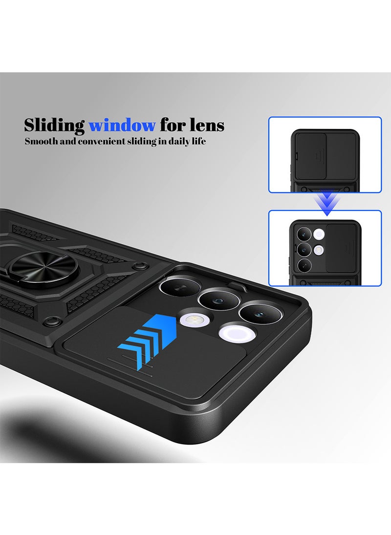 Phone Case for Realme C85 Pro with Camera Cover and Ring Holder, Hard Back + Soft Edge Shockproof Protective Cover - Image 2