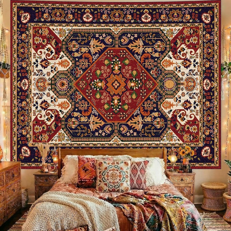 Apdidl Repeated use trusted quality Boho Hippie Wall Tapestry for Bedroom Aesthetic, Indian Bohemian Tapestries Art Decor, Vintage Orange Mandala Floral Blanket Cool Vertical Wall Hanging for Living Room Dorm 51" X 60" General compatible practical design - Image 2