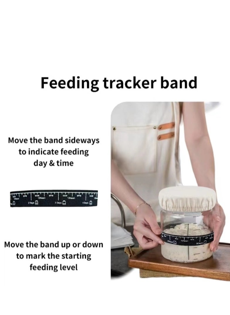 Furtey - Sourdough Starter Jar With Date Marked Feeding Band, Thermometer, Sourdough Jar Scraper, Cloth Cover & Wood Lid, Wide Mouth with Ounce Scale line for Sourdough Bread Baking 35 Oz(2 Pack) - Image 1