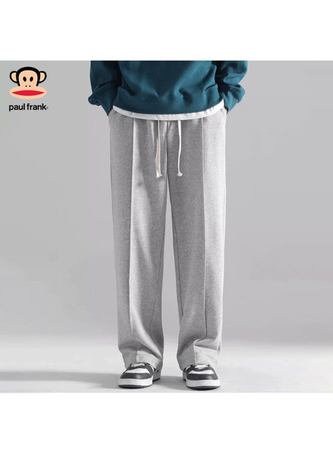Paul Frank Men's Fleece-lined Casual Pants Autumn Winter New Loose Sweatpants Trendy Versatile Trousers Gray Regular 4XL - Image 1